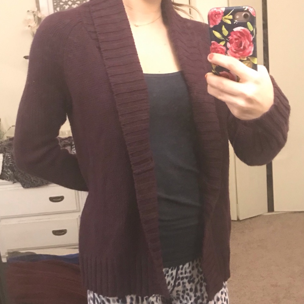 Purple cardigan